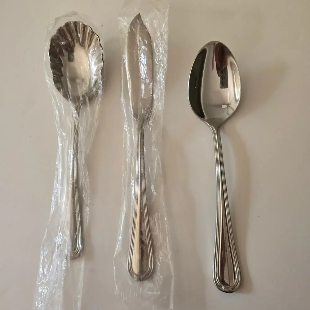 NOS Reed & Barton WOODBURY Butter Knife Sugar and Teaspoon Stainless Flatware